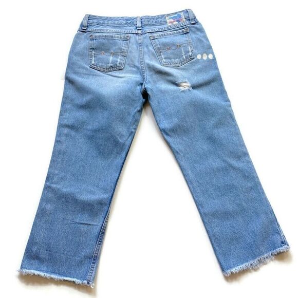 Mudd Bleached Cropped Distressed Jeans Sz 5 - Picture 4 of 7